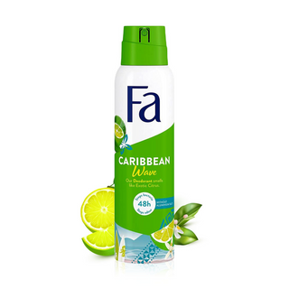 Fa Caribbean Wave 48H Deodorant Spray Exotic Citrus  Scent (Aluminum Salt Free) - 150ml