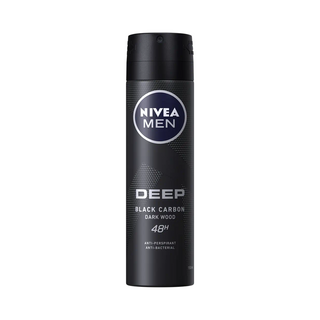 Nivea Men Deep Black Carbon Antibacterial Antiperspirant Deodorant Spray Dark Wood Scent - 150ml