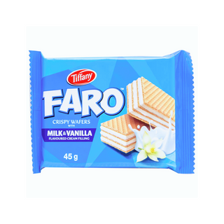 Tiffany Faro Crispy Wafers with Milk & Vanilla Flavored Cream Filling - 45gm