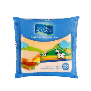 Al Rawabi Processed Cheese Slices For Sandwich (10 Slices) - 200gm