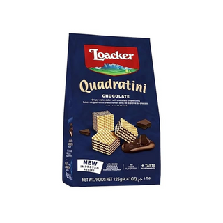 Loacker Quadratini Chocolate Wafer Cubes Filled with Chocolate Cream - GMO free - 125gm