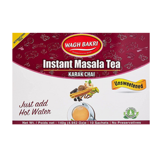 Wagh Bakri Unsweetened Instant Masala Tea (10 Sachets) - Preservatives Free - 140gm