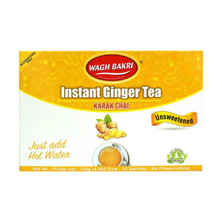 Wagh Bakri Unsweetened Instant Ginger Tea Sachets - Preservatives Free - 140gm