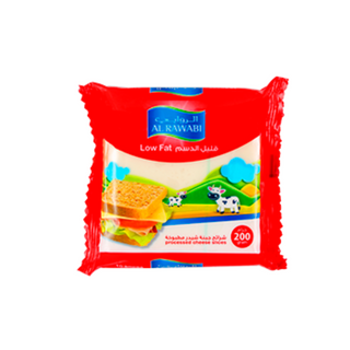 Al Rawabi Processed Cheddar Cheese Slices Low Fat (10 Slices) - 200gm