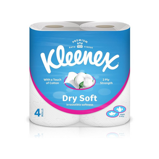 Kleenex Cottonelle Dry Soft Toilet Paper Rolls 2ply - 4 Rolls x 200 Sheets