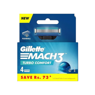 Gillette Mach3 Turbo Replacement Blades For Razor - 4 Pcs Per Pack