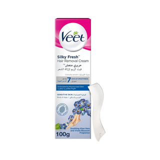 Veet Silky Fresh Hair Removal Cream Violet Blossom Scent With Aloe Vera For Sensitive Skin - 100gm