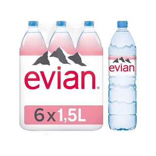 Evian Natural Mineral Water 1.5L - 6 x 1.5 L