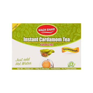 Wagh Bakri Unsweetened Instant Cardamom Tea (10 Sachets) - Preservatives Free - 140gm