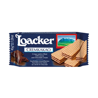 Loacker Cremkakao Classic Wafers Filled With Cocoa & Chocolate Cream - Gmo Free, Preservative Free, Hydrogenated Fat Free - 45gm